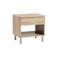 Modern Wooden Nightstand with Drawer and Open Shelf