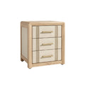 Modern Wooden Nightstand with Three Drawers and Gold Handles