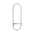 Modern Wall-Mounted Shelf with Metallic Frame and Wooden Surface